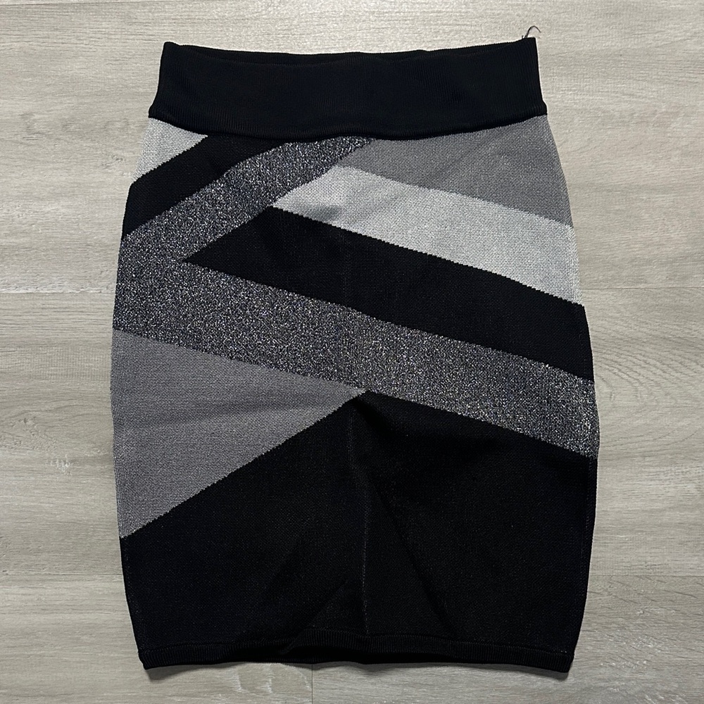 2B Bebe Black and Gray Asymmetrical Skirt- Size XS